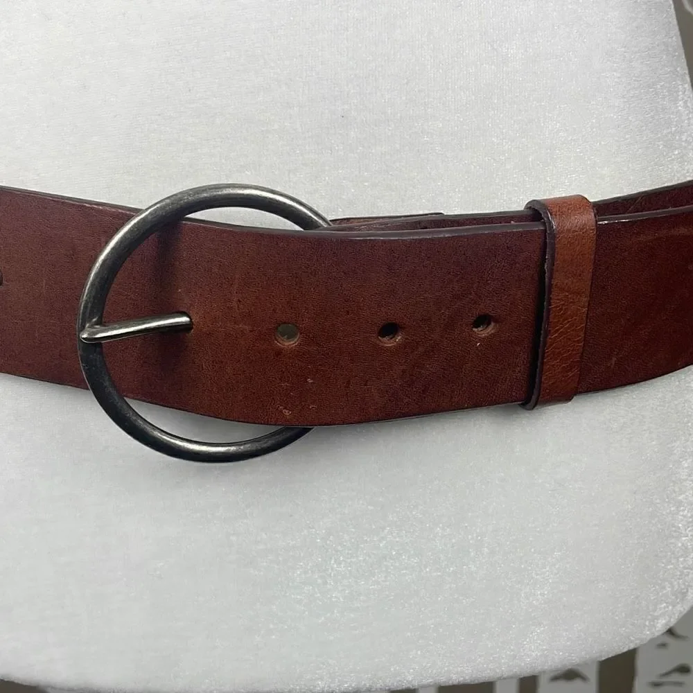 Boho Colorful Studded Brown Leather Belt L